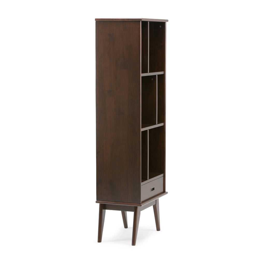 English Elm Draper Mid Century Bookcase & Storage Unit - Solid Rubberwood In Medium Auburn Brown Finish B136P158157