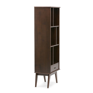 English Elm Draper Mid Century Bookcase & Storage Unit - Solid Rubberwood In Medium Auburn Brown Finish B136P158157