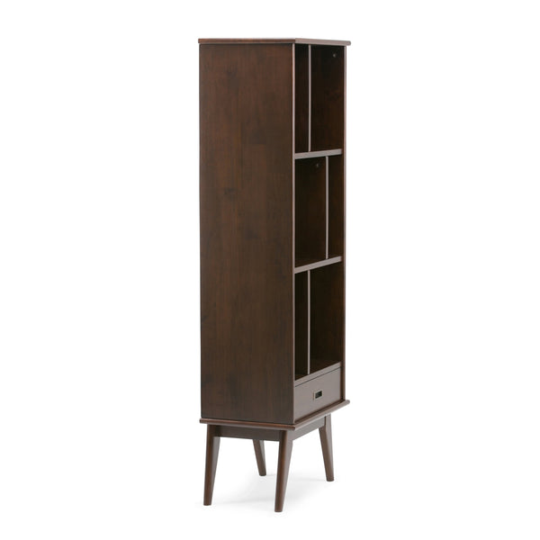 English Elm Draper Mid Century Bookcase & Storage Unit - Solid Rubberwood In Medium Auburn Brown Finish B136P158157
