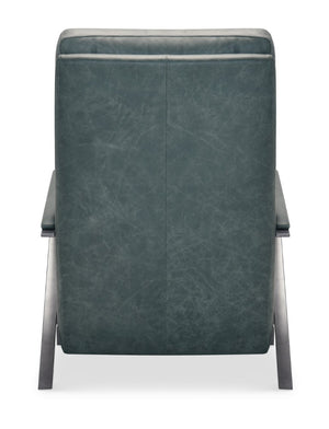 Hooker Furniture Elixir Semi-Aniline Leather Power Recliner With Usb, Channeled Back & Gunmetal Frame For Modern Rooms Blue RC425-PH-039