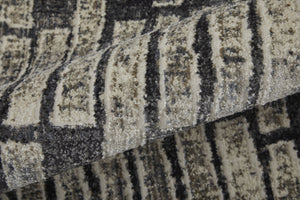 Feizy Rugs Kano Low Pile Geometric Rug - Distressed Polypropylene Blend, Stain & Fade Resistant, Versatile Style Gray,Black,Ivory Polypropylene,Polyester 86439lkfchl000g10