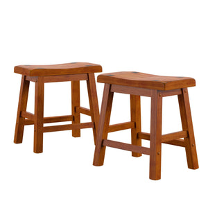 Homelegance By Top-Line Barrett Saddle Seat 18-inch Backless Stools (Set of 2) Oak Rubberwood