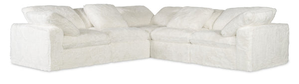 Hooker Furniture Barefoot Oversized 4-Seat L-Shaped Sectional In Plush Yakety Yak Fabric — Cozy, Modular, Family-Ready (98) 125.00 L x 125.00W x 24.75H SS410-5PC-410