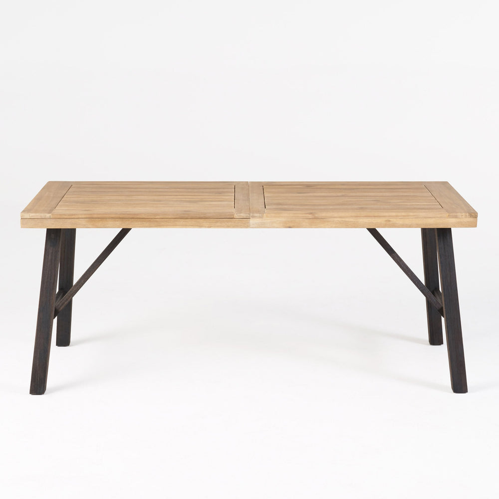 English Elm Bettina Solid Acacia Outdoor Dining Table with Slat Top Oil Finish Patio Deck 56701.00