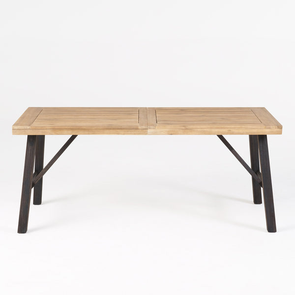 English Elm Bettina Solid Acacia Outdoor Dining Table with Slat Top Oil Finish Patio Deck 56701.00