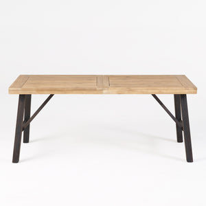 English Elm Bettina Solid Acacia Outdoor Dining Table with Slat Top Oil Finish Patio Deck 56701.00-56702.00