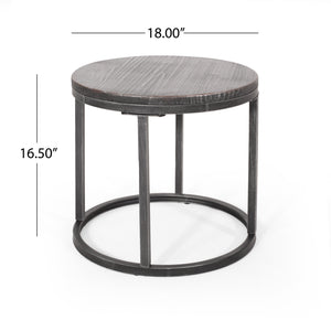 English Elm Christopher Knight Home® - COFFEE Modern Industrial Nesting Table Set — Wire‑Brushed Firwood Tops with Sturdy Iron Frame Durable Style Black+Silver 67141.00