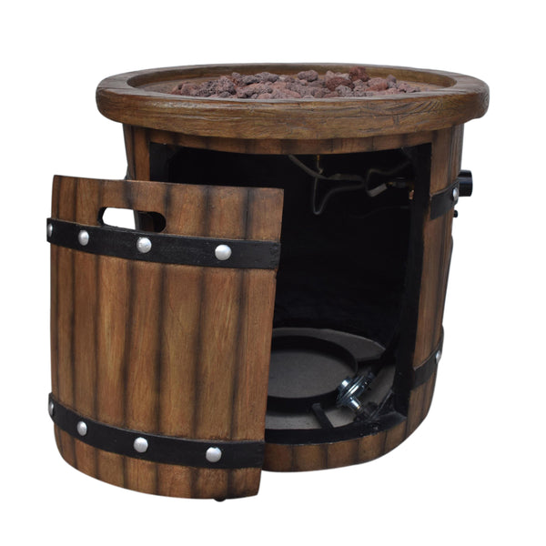 English Elm Round Mgo Concrete Outdoor Fire Pit 40000 Btu Propane Patio Gathering Centerpiece 62229.00DBRN-40K