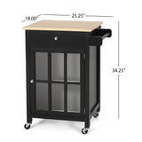 Christopher Knight Home® - Noble House - Maynard Contemporary Glass Paneled Kitchen Cart