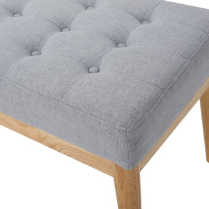 English Elm Ottoman Tufted Upholstered Bench with Birch Frame Mid-century Style for Bedroom Entry 60407.00LGY