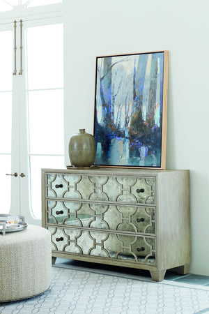 Bernhardt Bernhardt Santa Barbara Three-Drawer Chest With Antiqued Mirrored Fronts, Cerused Oak Sandstone Finish 385116