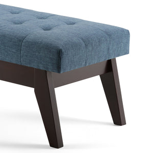 English Elm Draper - Stylish Mid Century Tufted Ottoman Bench In Denim Blue For Versatile Home Decor & Seating B136P158190