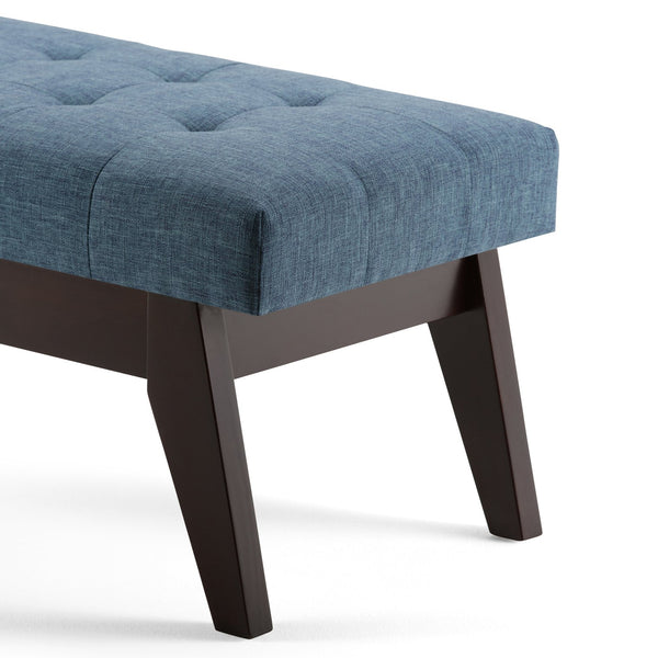 English Elm Draper - Stylish Mid Century Tufted Ottoman Bench In Denim Blue For Versatile Home Decor & Seating B136P158190