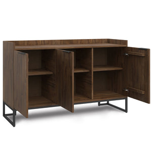 English Elm Milverton Solid Acacia Sideboard Buffet with Matte Black Metal Frame, Rustic Aged Brown Finish, Spacious Storage B136P158944