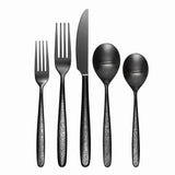 Oneida Storm Black 20-Piece Stainless Steel Flatware Set, Textured Finish, Dishwasher Safe