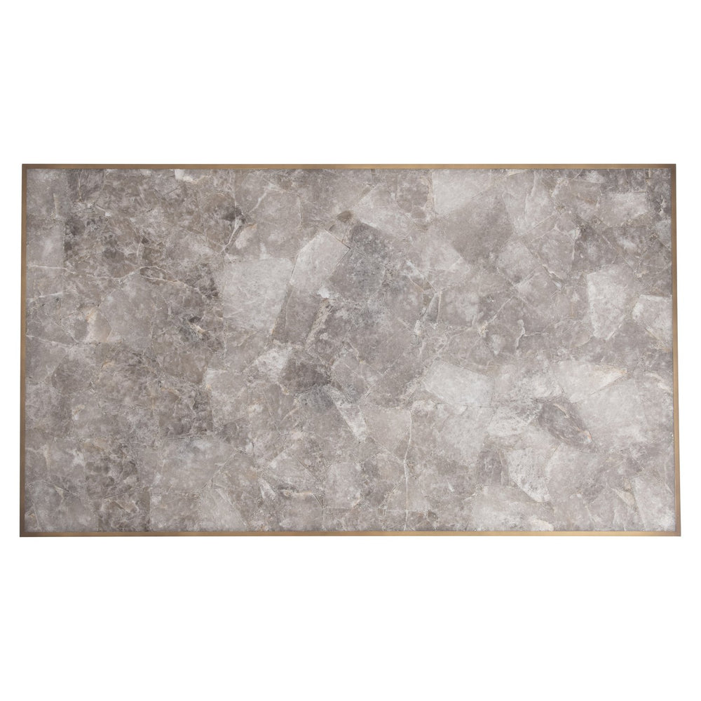 Bernhardt Bernhardt Tildon Smoky Quartz Cocktail Table With Aged Brass Frame, Casters & Bold Rectangular Silhouette 347007