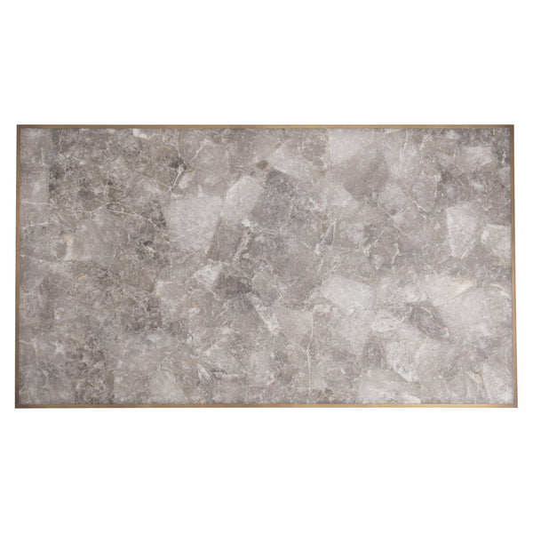 Bernhardt Bernhardt Tildon Smoky Quartz Cocktail Table With Aged Brass Frame, Casters & Bold Rectangular Silhouette 347007