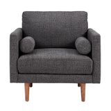 Homelegance By Top-Line Jeriah Mid-Century Tapered Leg Accent Chair with Pillows Black Linen