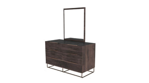 VIG Furniture Benzon Italian Modern Dark Rovere Dresser With Copper Accents, 6 Soft-Close Drawers, Solid Oak Craftsmanship VGACBENZON-DRS