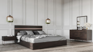 VIG Furniture Benzon Italian Modern Dark Rovere Dresser With Copper Accents, 6 Soft-Close Drawers, Solid Oak Craftsmanship VGACBENZON-DRS