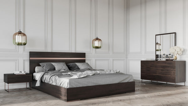 VIG Furniture Benzon Italian Modern Dark Rovere Dresser With Copper Accents, 6 Soft-Close Drawers, Solid Oak Craftsmanship VGACBENZON-DRS
