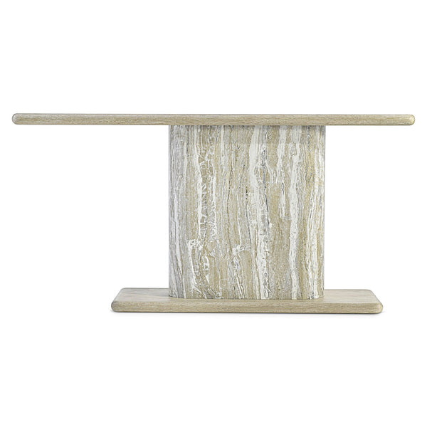 Bernhardt Bernhardt Arcadia Console Table With Monolithic Faux-Stone Column And Wire-Brushed Oak Cantilever Top 334914