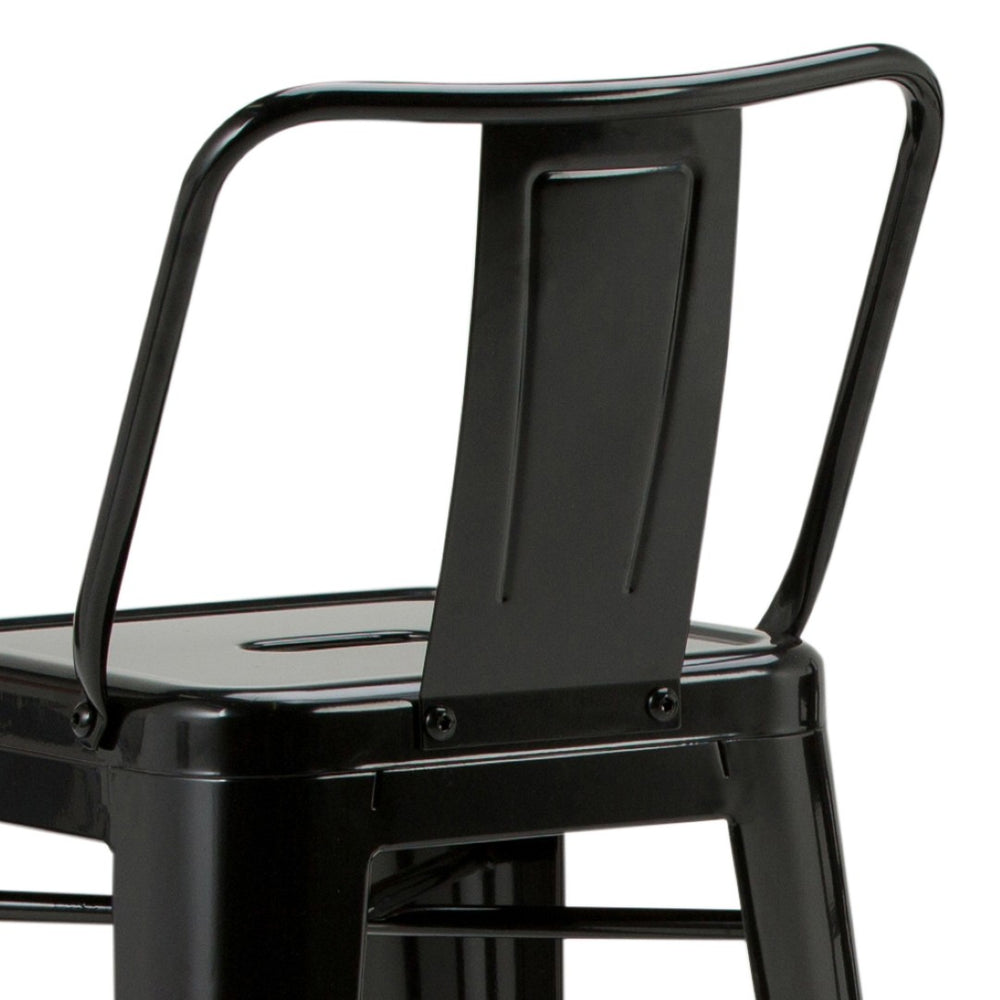 English Elm Rayne 30" Industrial Metal Bar Stool Set Of 4 - Ergonomic Back, Durable Black Finish For Home & Bar B136P159500-GIGA