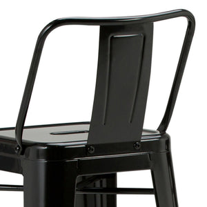 English Elm Rayne 30" Industrial Metal Bar Stool Set Of 4 - Ergonomic Back, Durable Black Finish For Home & Bar B136P159500-GIGA