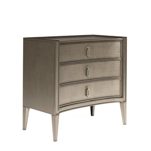 A.R.T. Furniture Cove Nightstand: Glam Transitional Design With Usb Chargers, 3 Drawers & Elegant Concave Face Finish Grey Rubberwood Solids,Primavera Veneers,Metal 349141-2743