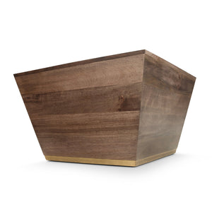 English Elm Abba Handcrafted Square Coffee Table In Dark Brown - Solid Mango Wood With Brass Accent Trim B136P158264