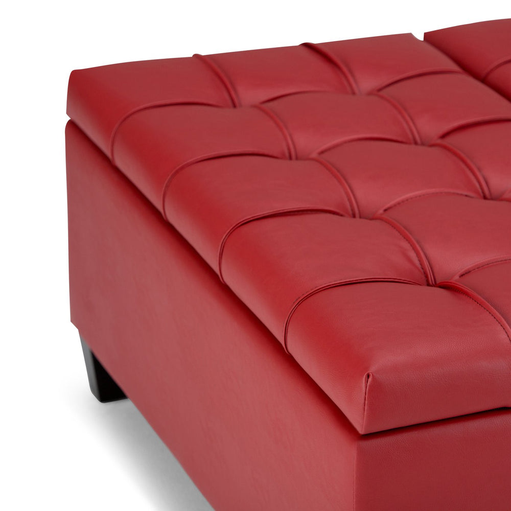 English Elm Harrison - Versatile Crimson Red Storage Ottoman Coffee Table With Tufted Design & Hidden Space B136P159152