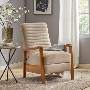 English Elm Christopher Knight Home® - Fabric Sand Push-Back Recliner Chair with Channel Stitching, Rubberwood Frame, Compact Comfort Lounge — Ergonomic Manual Club Seat (Sand) 71261.00SND