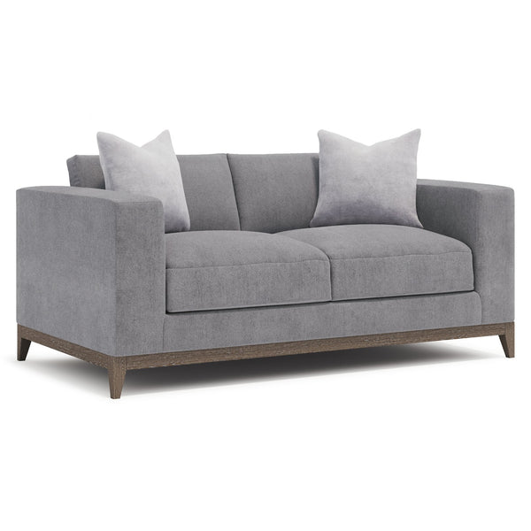 Bernhardt Bernhardt Noel Loveseat In Grey Fabric With Feather-Down Cushions, Low Profile & Portobello Base - Made to Order P7325A