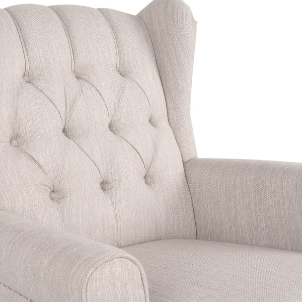 English Elm Christopher Knight Home® - ROCKING Chair Beige Fabric Wingback with Birch Rockers, Button-Tufted Diamond Stitch Comfort & Style 72153.00