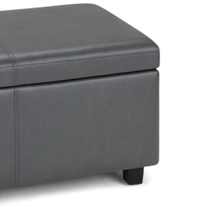 English Elm Avalon Storage Ottoman Bench - Versatile Stone Grey Faux Leather With Hidden Storage & Comfort B136P158645