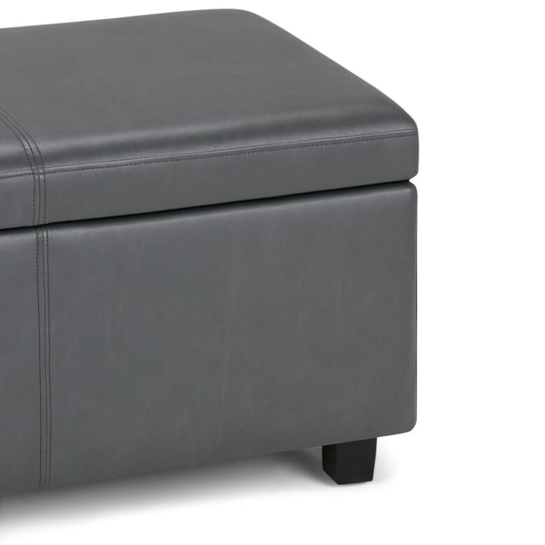 English Elm Avalon Storage Ottoman Bench - Versatile Stone Grey Faux Leather With Hidden Storage & Comfort B136P158645