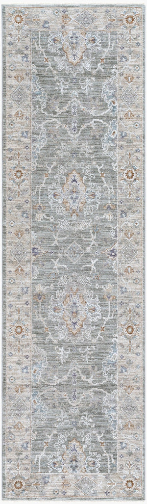 Livabliss Virginia Traditional High Low Pile Turkish Runner Rug for Hallways and Entryways Sage, Lavender 2'2" x 7'9" VGN2303-2277