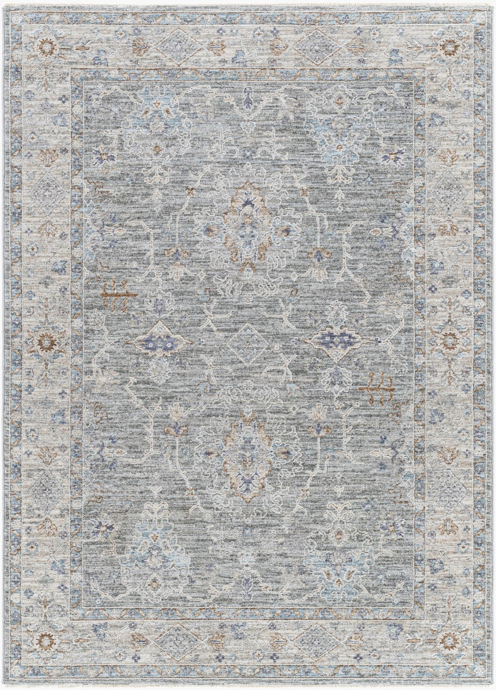Livabliss Virginia Traditional Machine Woven Area Rug – Durable, Stylish Design For High Traffic Spaces Brown,White,Charcoal,Light Sage,Pale Blue Viscose,Cotton,Polyester,Cotton Vib002-2020d
