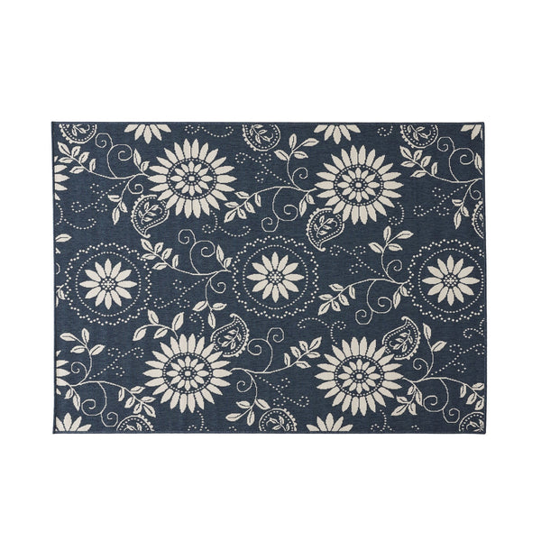 English Elm Christopher Knight Home® - MERIDIAN Blue Botanical Area Rug 5'3" x 7' Machine-Woven Polypropylene Low Pile 4mm Durable Chic 65862.00