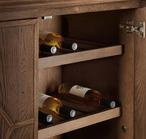 Hooker Furniture Driftwood Buckboard Entertainment Credenza With Soft-Close Doors, Ventilated Av Panels & Wine Storage Medium Wood 6820-55490-85