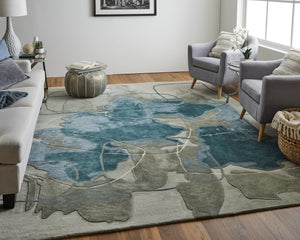 Feizy Rugs Anya Modern Watercolor-inspired Hand-tufted Wool And Viscose Rug For Contemporary Spaces Blue,Gray,Ivory Wool,Viscose Any8885fblugrne10