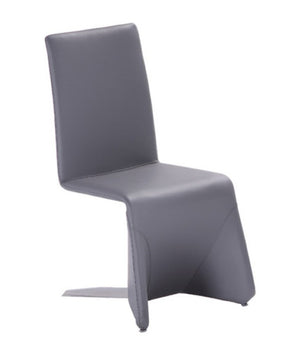 VIG Furniture Nisse Contemporary Grey Leatherette Dining Chair Set Of 2 With Wide Base, Stainless Steel Legs, Durable Upholstery VGVCB878-GRY