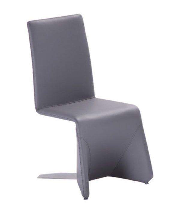VIG Furniture Nisse Contemporary Grey Leatherette Dining Chair Set Of 2 With Wide Base, Stainless Steel Legs, Durable Upholstery VGVCB878-GRY