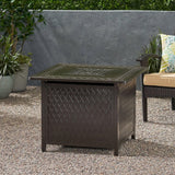 Christopher Knight Home® - Noble House - Amherst Outdoor Square Aluminum Fire Pit, Hammered Bronze