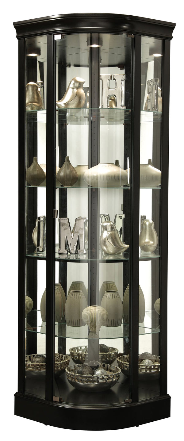 Hekman Furniture 680627 Marlowe Ii Curio Cabinet - Elegant Lighted Display With Adjustable Shelves & Modern Design Black Satin Marlowe Ii Corner Curio Cabinet 680627