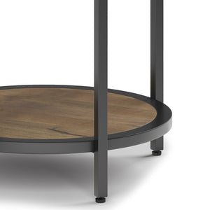 English Elm Jenna Handcrafted Round Side Table with Natural Mango Wood Top and Black Metal Frame, 24"H Dark Brown B136P158986
