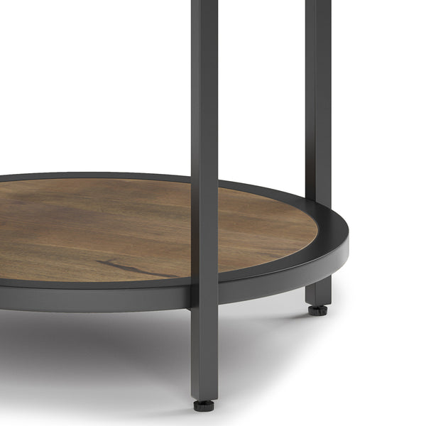 English Elm Jenna Handcrafted Round Side Table with Natural Mango Wood Top and Black Metal Frame, 24"H Dark Brown B136P158986
