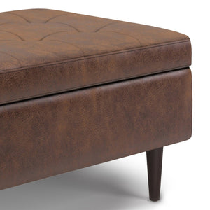 English Elm Shay - Mid Century Modern Storage Ottoman Coffee Table In Distressed Chestnut Brown Faux Leather B136P159261-GIGA