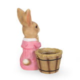 Christopher Knight Home® - Noble House - Kuhrs Outdoor Decorative Rabbit Planter, Brown and Pink