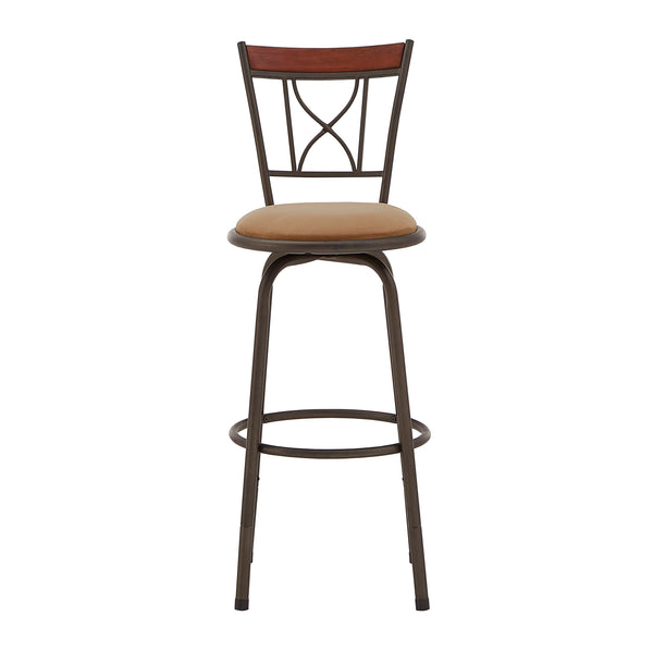 Homelegance By Top-Line Donaghy Curve X-Back Wood Trim Adjustable Stools (Set of 3) Bronze Engineered Wood